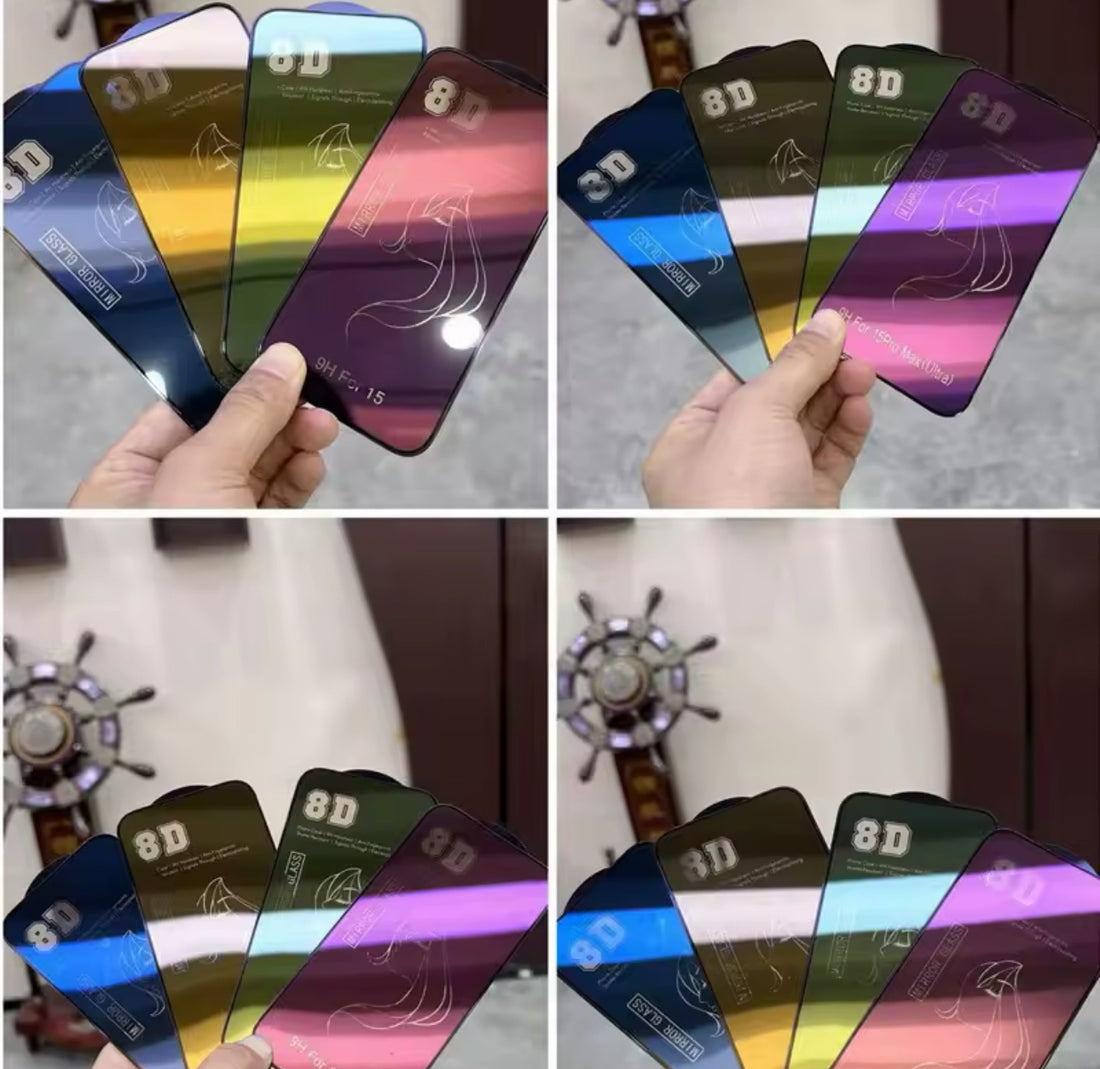 Protector de pantalla espejo tornasol 8D para Iphone varios colores