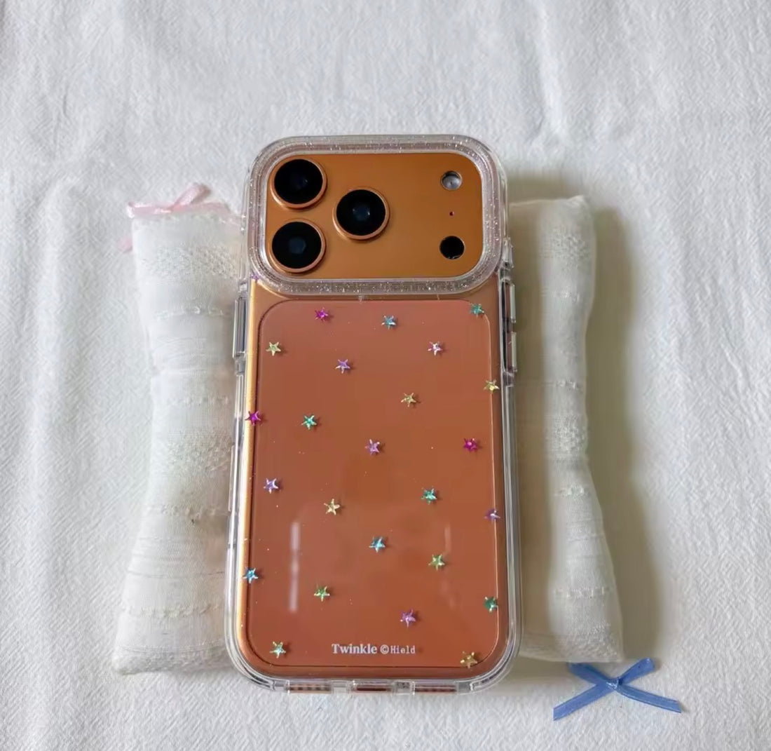 Cover Transparente con Strap de Colores y Detalles Brillantes para iPhone