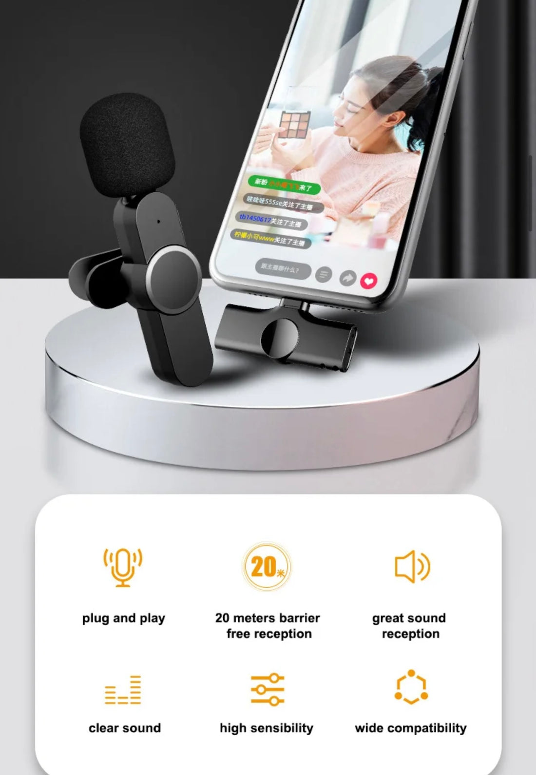 Mejor audio con Micrófonos inalámbricos compatible con IPhone y Android